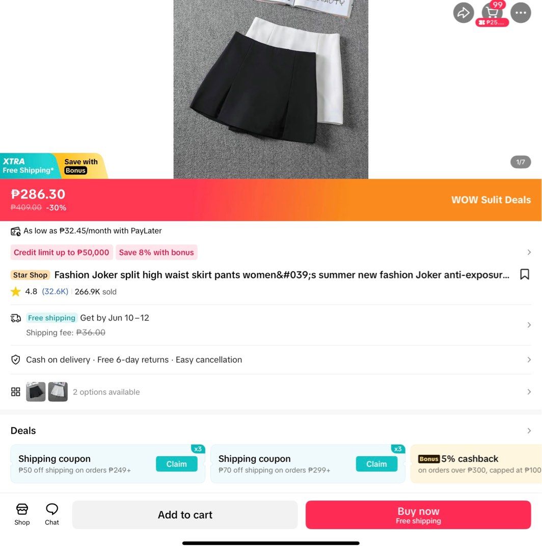 Tiktok Trendy Skort (Category: Skirts) located in Manila. Submitted by mdeclutterzzz (Listing ID 1374157175, Image 2). Description: 200 each, bundle for 350 RFS: does not fit me, perfect fits xs-s only For more reference, check tiktok.