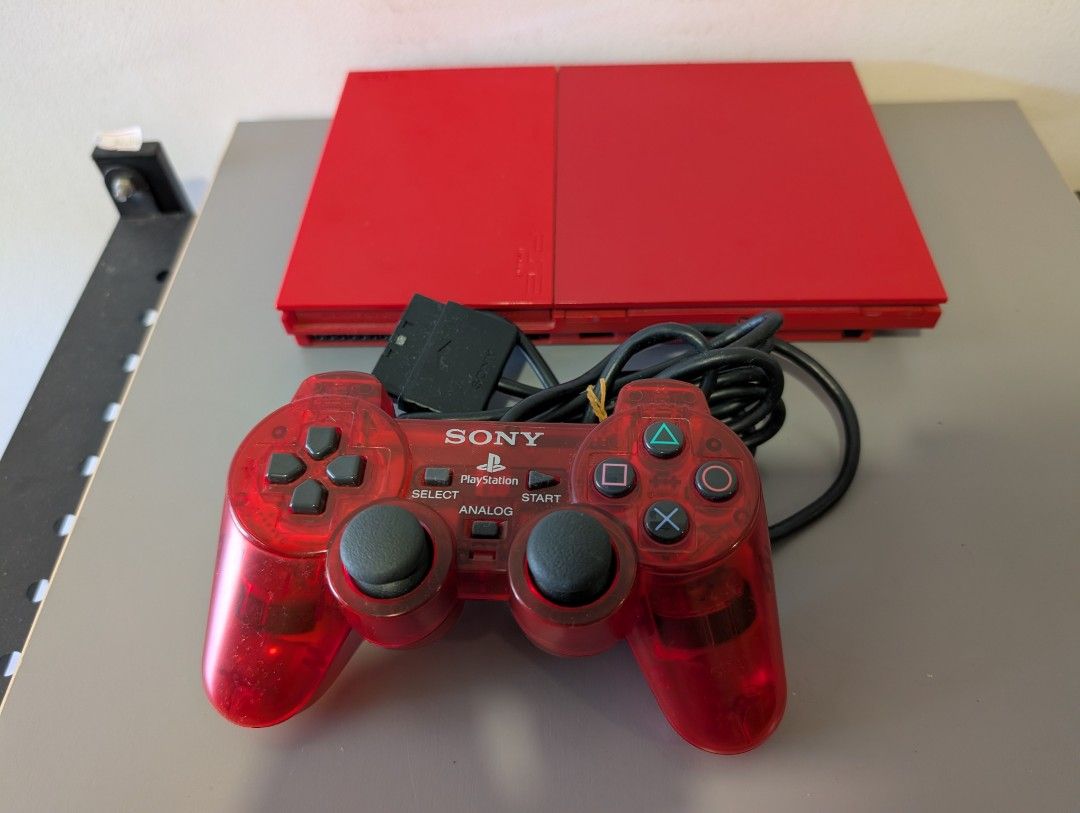 USED Cinnabar Red PS2 Slim NTSC-J Model, Video Gaming, Video Game ...
