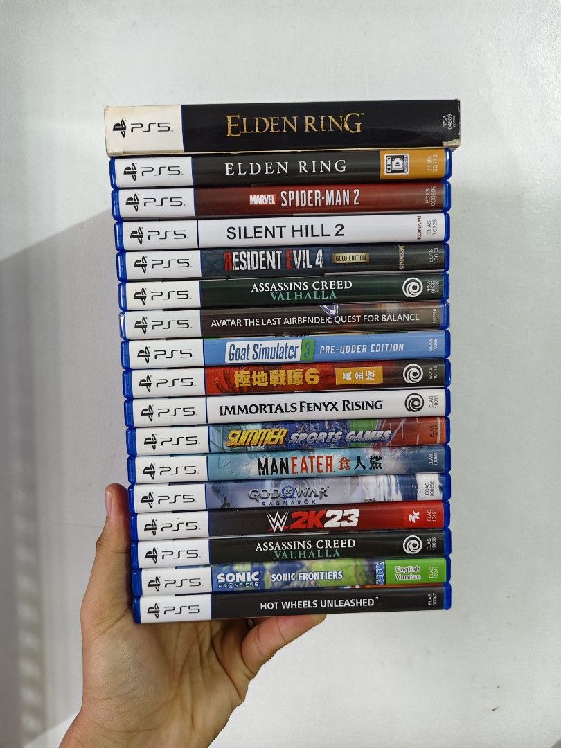 USED PS5 GAMES / ELDEN RING / SPIDERMAN / FARCRY / RE 4 (Category: PlayStation) located in Manila. Submitted by mikkolosg20176 (Listing ID 1374153894, Image 1). Description: TRADE OR SALE GAME PRICE: 700 - 2k 📍 SHIPPING OR PICKUP 📍 BAGUMBAYAN TAGUIG 📍PIN LOCATION: MCG PURPLE GAMING TAGUIG.