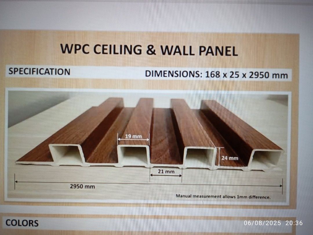 WPC wall and ceiling panel (Category: Construction & Building Materials) located in Manila. Submitted by tmoldogo42401 (Listing ID 1374270495, Image 1). Description: .