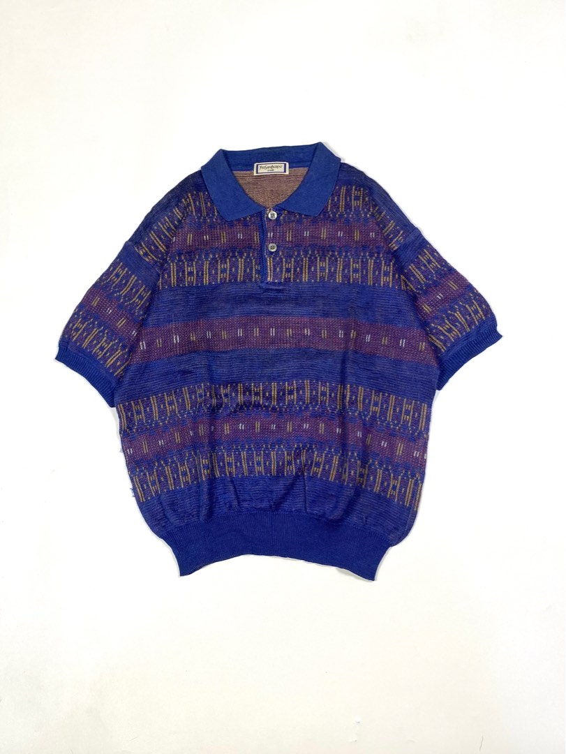 Ysl Pattern Yves Saint Laurent Pattern Polo Shirt, Fesyen Wanita, Pakaian Wanita ...