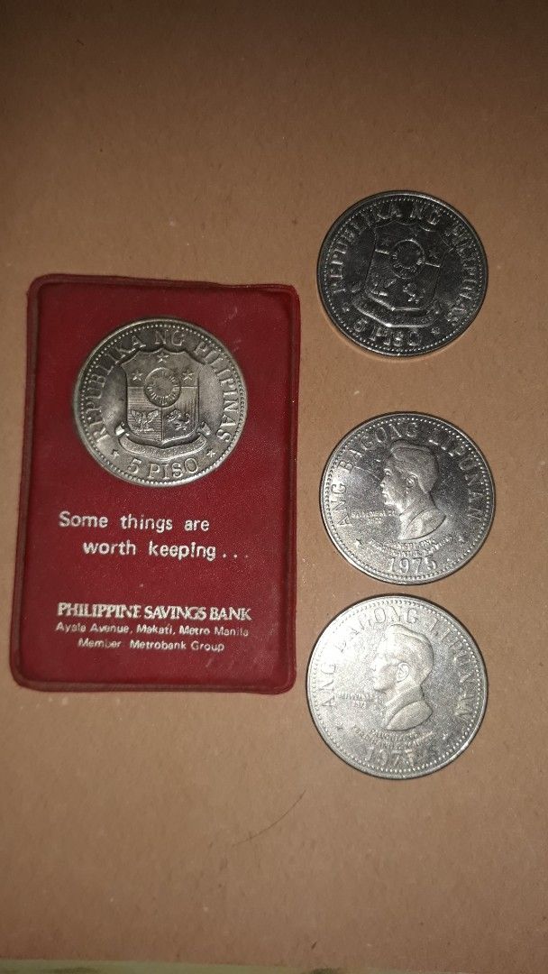 1975 Marcos 5 peso Coin (Category: Currency) located in Bacoor. Submitted by myan5001 (Listing ID 1374432771, Image 1). Description: 1975 5 peso coin Ang Bagong Lipunan 10pcs for 1k (fix price.