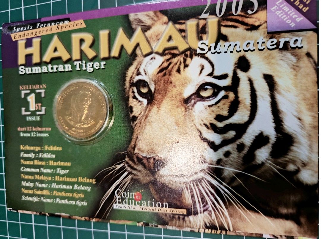 2003 Endangered Species Coin Card 25Sen (4pcs) Wang Syiling Duit Spesis ...