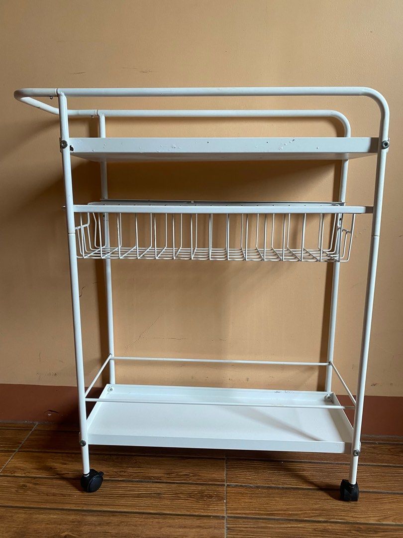 3-Tier Storage Steel White Cart (Category: Other Home Decor) located in Mandaue City. Submitted by aili_ (Listing ID 1374483568, Image 3). Description: Ace Hardware bought item Height: Approx. 29 inches Width: Approx. 7.5 inches Location: Tabok, Mandaue.