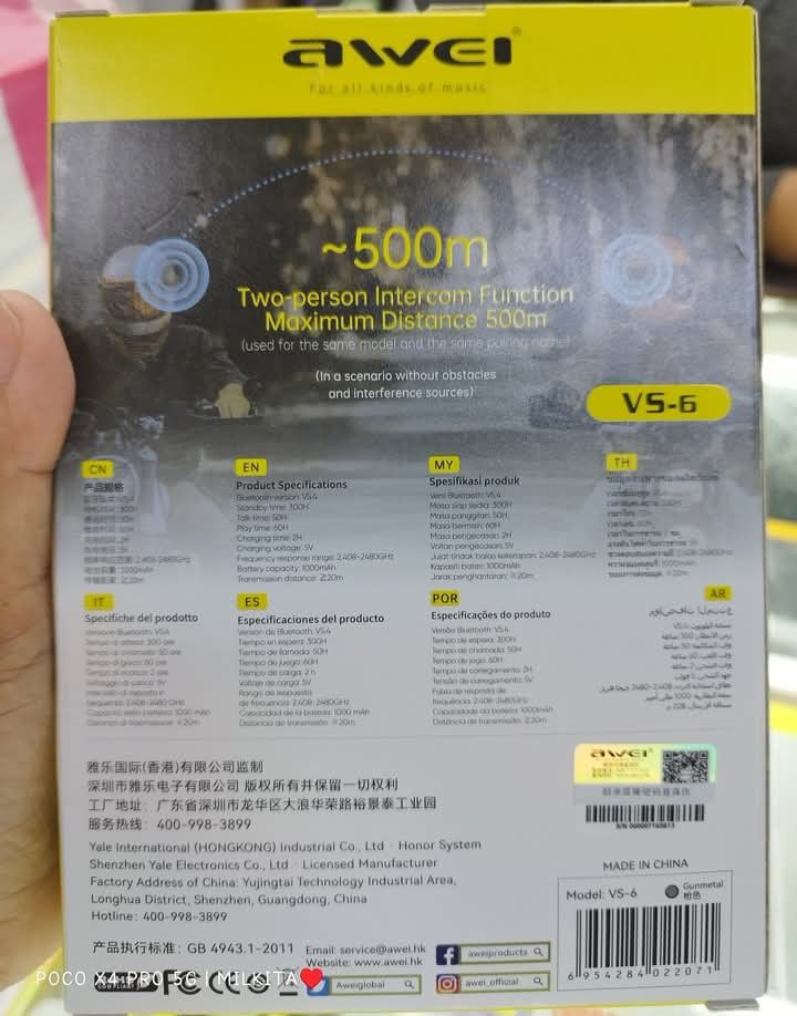 Awei VS-6 VS-1 Motor Helmet Wireless Headset Motor Headset Motor Intercom Headset Awei Bluetooth Earbuds (Category: Headphones & Headsets) located in Manila. Submitted by iliasjen3082126 (Listing ID 1374478817, Image 2). Description: Awei VS-6 VS-1 Motor Helmet Wireless Headset Motor Headset Motor Intercom Headset Awei Bluetooth Earbuds.