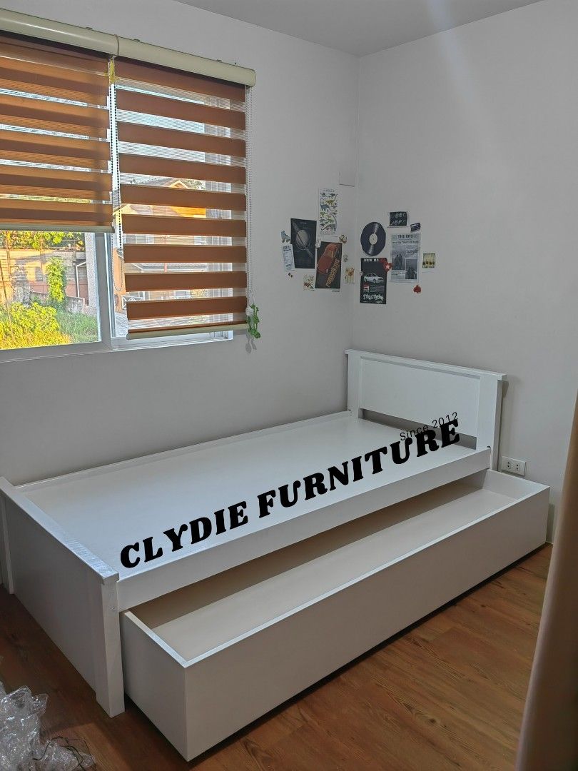 Bed frame with pull out (Category: Bed Frames & Mattresses) located in Manila. Submitted by almauchi9213451 (Listing ID 1374464090, Image 1). Description: SALEE SALEE Made to orders Open custom size & design DM US DM US DM US.