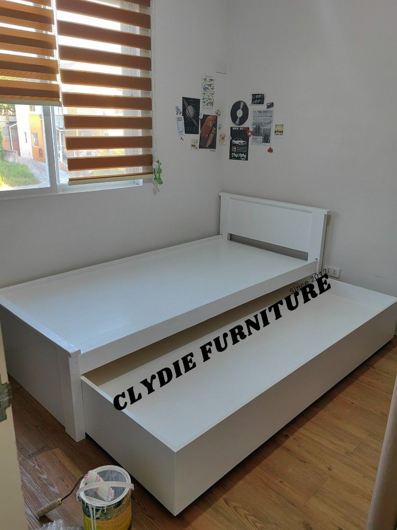 Bed frame with pull out (Category: Bed Frames & Mattresses) located in Manila. Submitted by almauchi9213451 (Listing ID 1374464090, Image 2). Description: SALEE SALEE Made to orders Open custom size & design DM US DM US DM US.