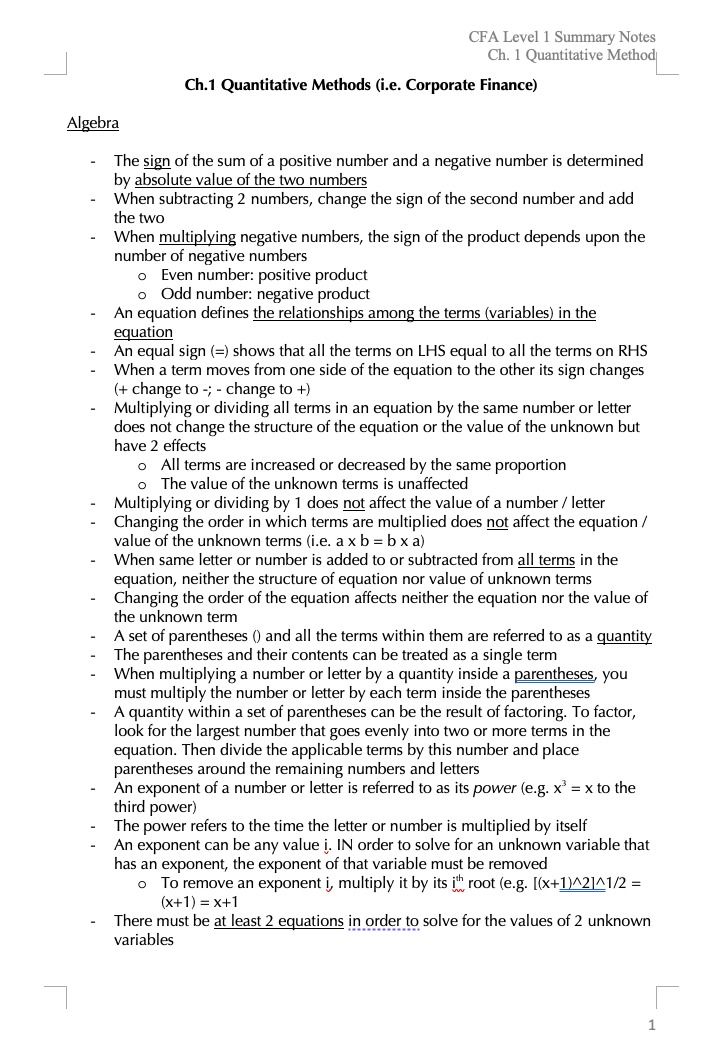 CFA Level 1 / Level 2 / Level 3 Study Notes, Past Paper, Reference ...