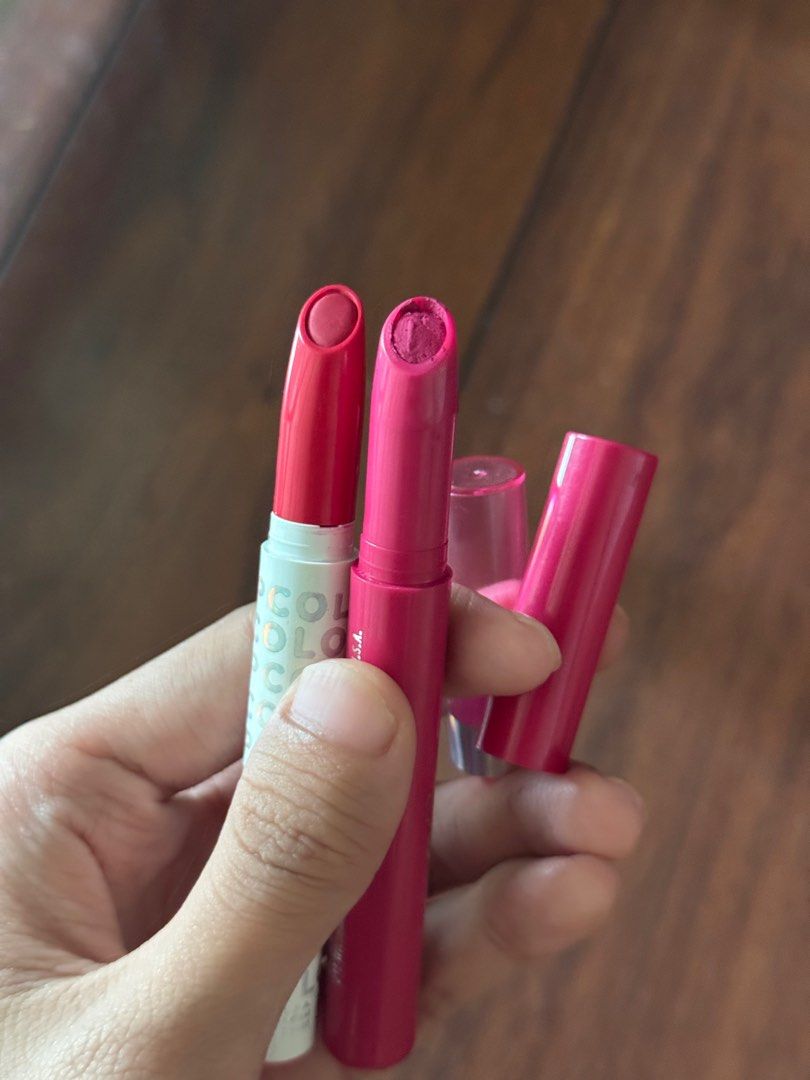 Colourpop lip pencil lipstick (Category: Makeup) located in Pasig City. Submitted by beautyloversph (Listing ID 1366629040, Image 2). Description: From left to right 🍀Sky walking Mac ruby woo dupe sw using makeup spatula 🩵poppin used .