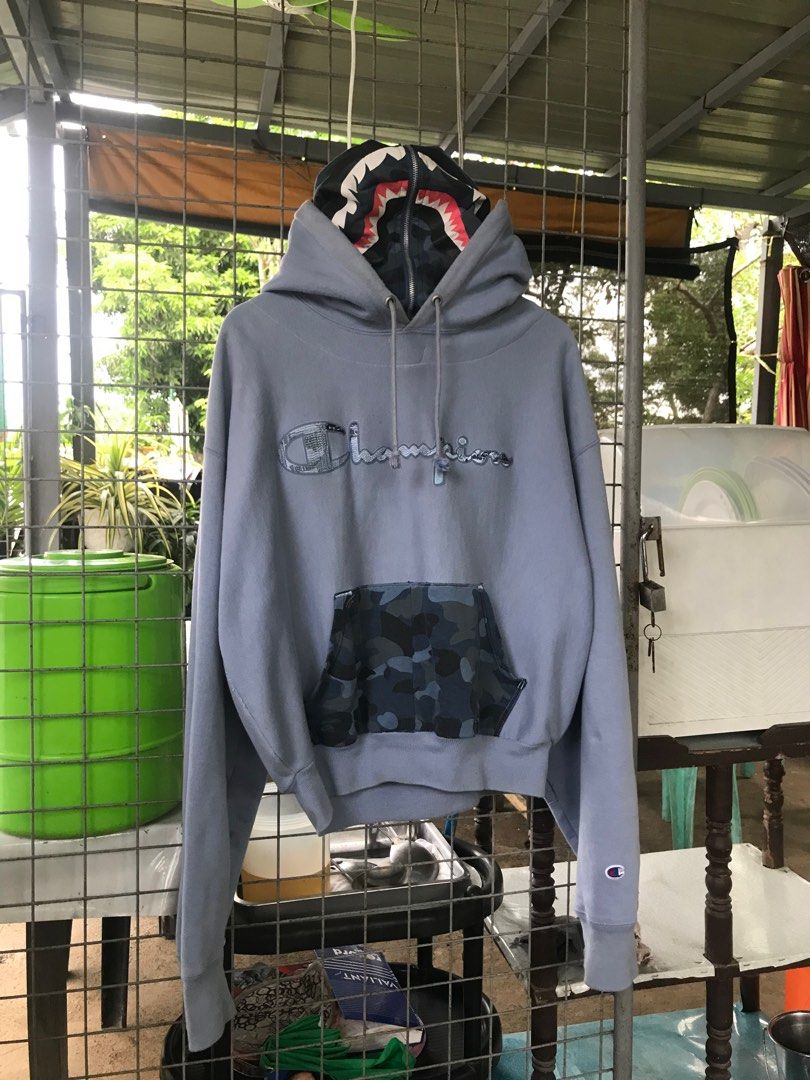 Custom BAPE X CHAMPION hoodie (Category: Coats, Jackets and Outerwear) located in Batangas. Submitted by jopesh.com (Listing ID 1374443412, Image 2). Description: Self made customized BAPE X CHAMPION Hoodie L25 W26.5 Medium to extra large fittings.