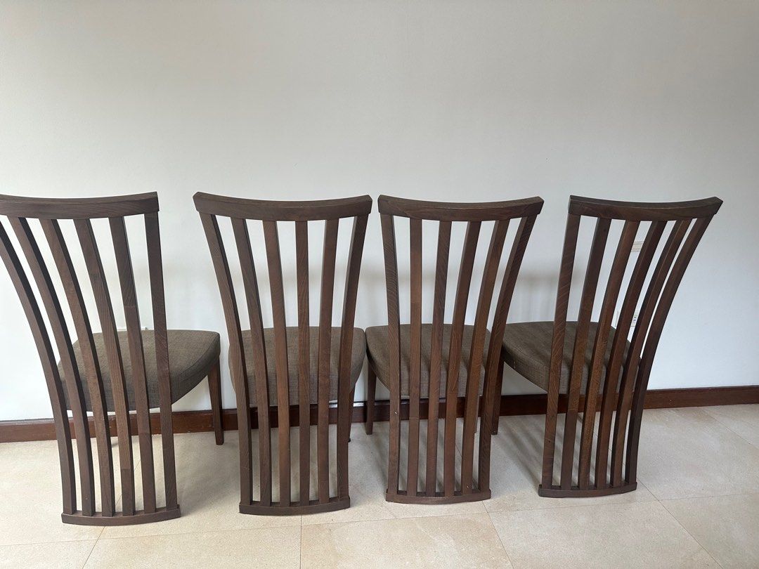 Furniture republic dining chairs (Category: Tables & Sets) located in Muntinlupa City. Submitted by pushpop02 (Listing ID 1374401391, Image 1). Description: Furniture republic chairs Bought 7.5k each last 2023 Selling the set of 4 for 8k Rfs: redecorating.