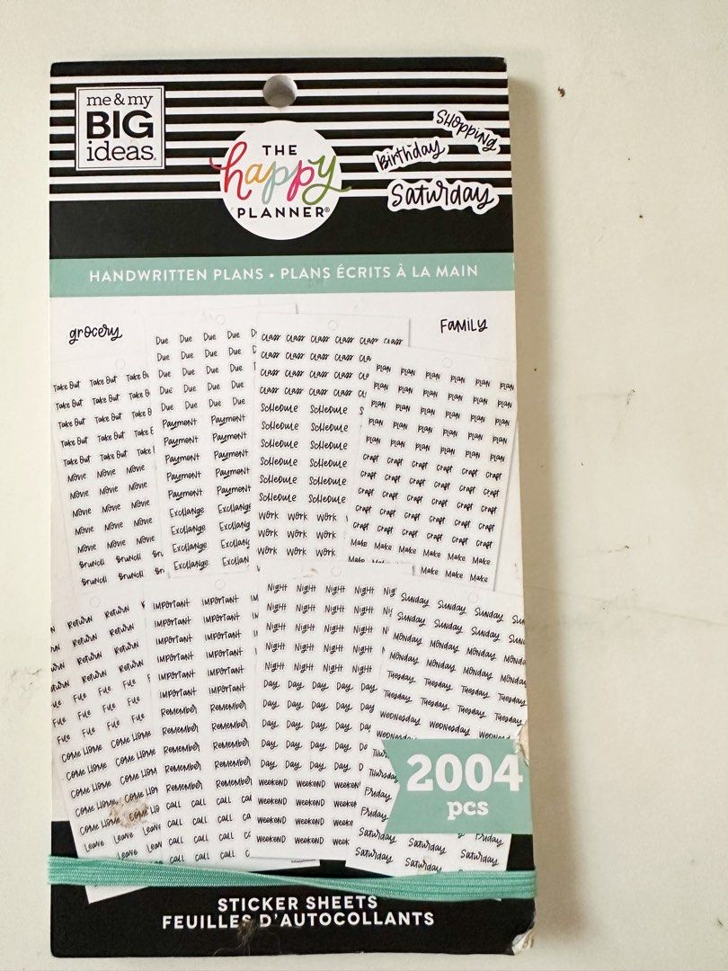 happy planner mambi planner stickers handwritten plans (Category: Stationery & School Supplies) located in Antipolo. Submitted by crafts.etcetera (Listing ID 1374345926, Image 1). Description: new, unused but stored for some time cover had storage marks.