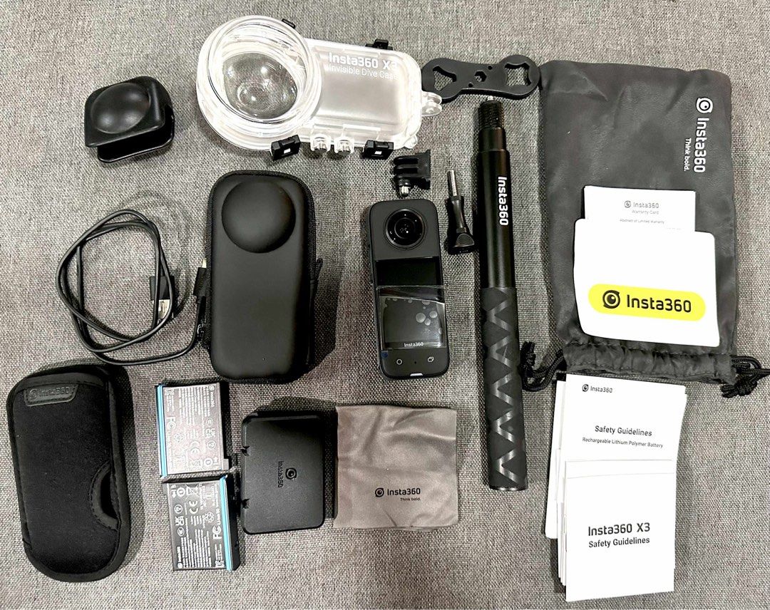 Insta 360 x3 (Category: Cameras) located in Lucena. Submitted by flamingchetos (Listing ID 1374332730, Image 1). Description: FOR SALE AS BUNDLE ‼️‼️ Insta 360 X3 📸 Bought August 2024 sa Japan Twice lang nagamit Good as new! As in! No scratches, dents, or issues— just not using it as much as we thought. Comes with: ☑️ Orig Invisible Dive Case (worth ₱6,500) ☑️ 2 Original Battery with case ☑️ Original Invisible Selfie Stick 114cm ☑️ Original Conn