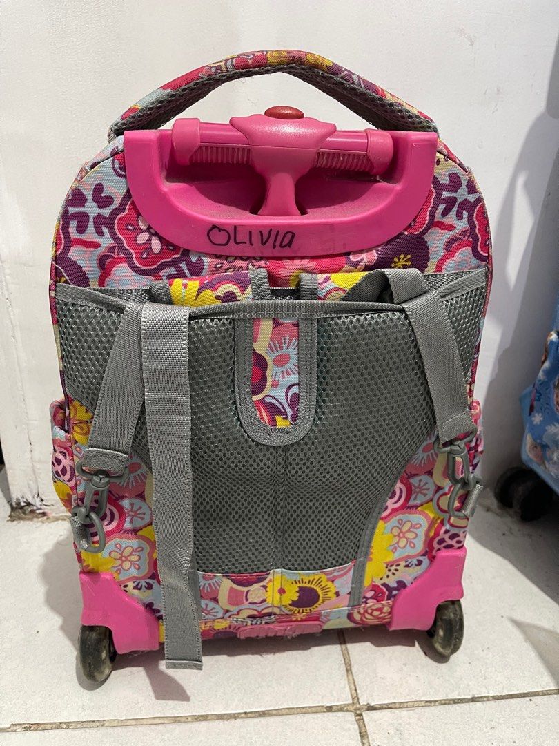 J World New York trolley bag (Category: Other Babies Going Out Needs) located in Caloocan City. Submitted by kisyabooknerd (Listing ID 1374435877, Image 2). Description: Bought for $59 With my daughter's name but can be erased, I think🥲 Zippers all working Wheels still lights up and working.