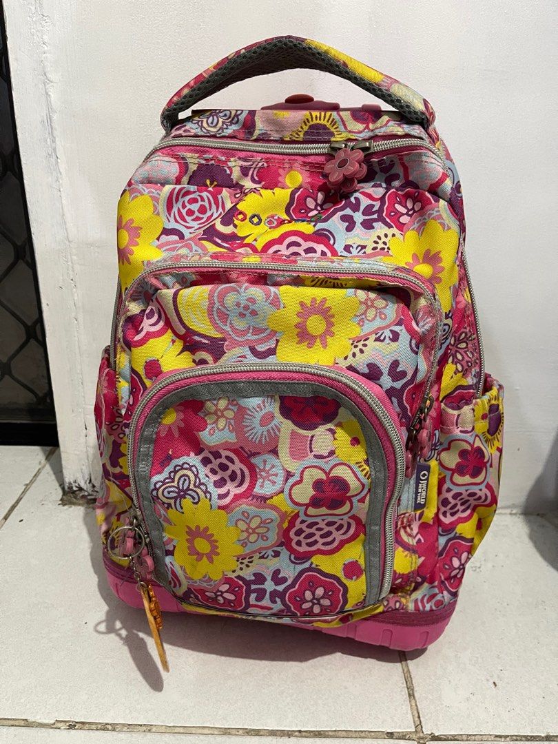 J World New York trolley bag (Category: Other Babies Going Out Needs) located in Caloocan City. Submitted by kisyabooknerd (Listing ID 1374435877, Image 1). Description: Bought for $59 With my daughter's name but can be erased, I think🥲 Zippers all working Wheels still lights up and working.