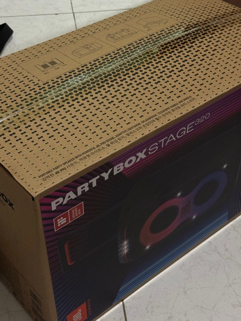 JBL Partybox 320 (Category: Soundbars, Speakers & Amplifiers) located in Manila. Submitted by shopup.ph (Listing ID 1374461184, Image 2). Description: JBL Partybox Stage 320 ✅ Color : Black ✅ Unused, With warranty Rfs: Too big for our restaurant .