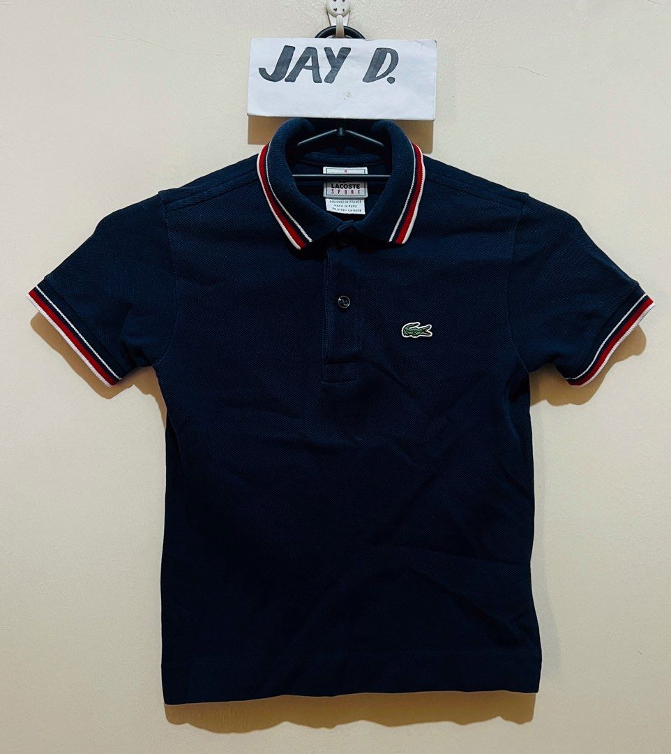 Lacoste Sport polo navy blue (Category: Babies & Kids Fashion) located in Quezon City. Submitted by deviljin17 (Listing ID 1374432338, Image 1). Description: Lacoste Sport polo navy blue Size 4 on tag 13 x 16.5”.