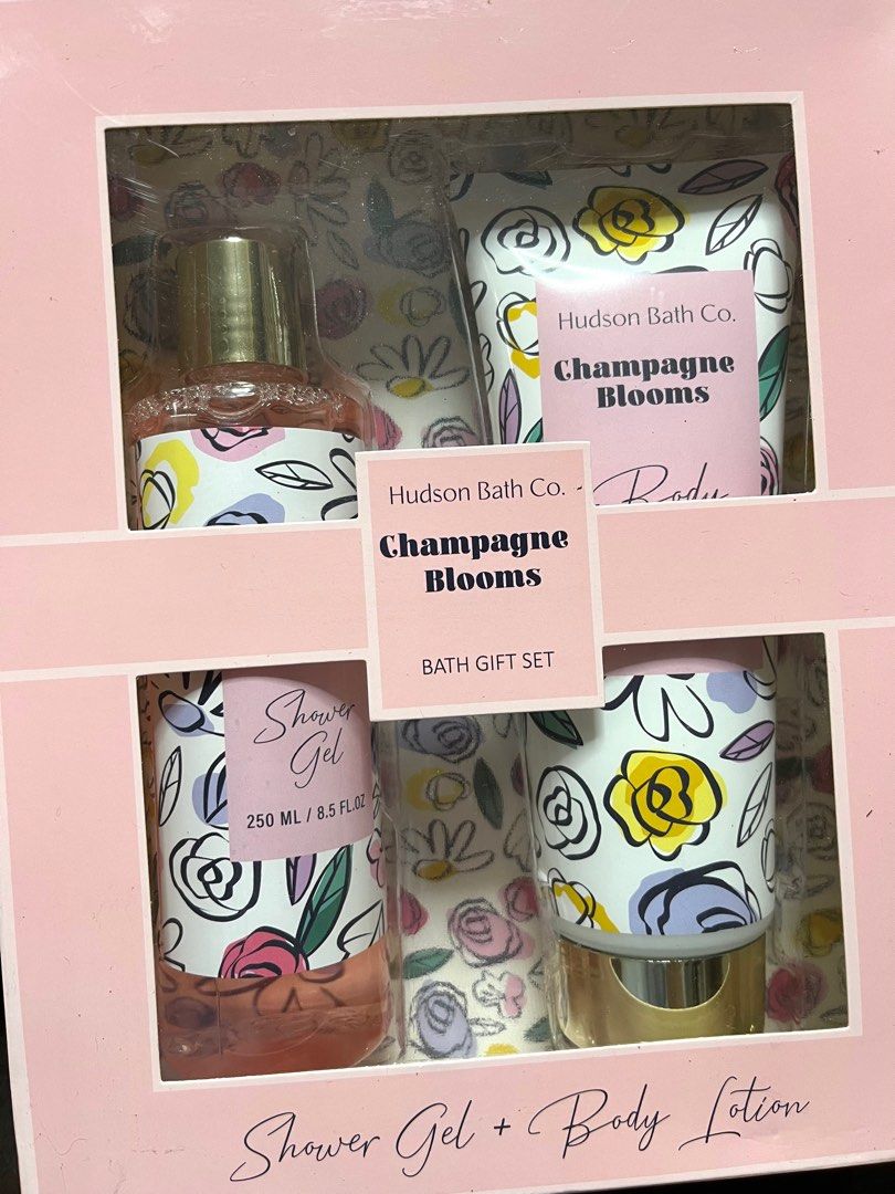 Landers Hudson Bath Co Champagne Blooms (Category: Body Care) located in Makati City. Submitted by yoursthriftly (Listing ID 1374482460, Image 1). Description: Hudson Bath Co Cherry Blossom ₱300 Bath Gift Set ▪️250 ml shower gel ▪️250 ml body lotion ‼️Box opened but not used — still brand new ‼️ From Landers 📍Makati.