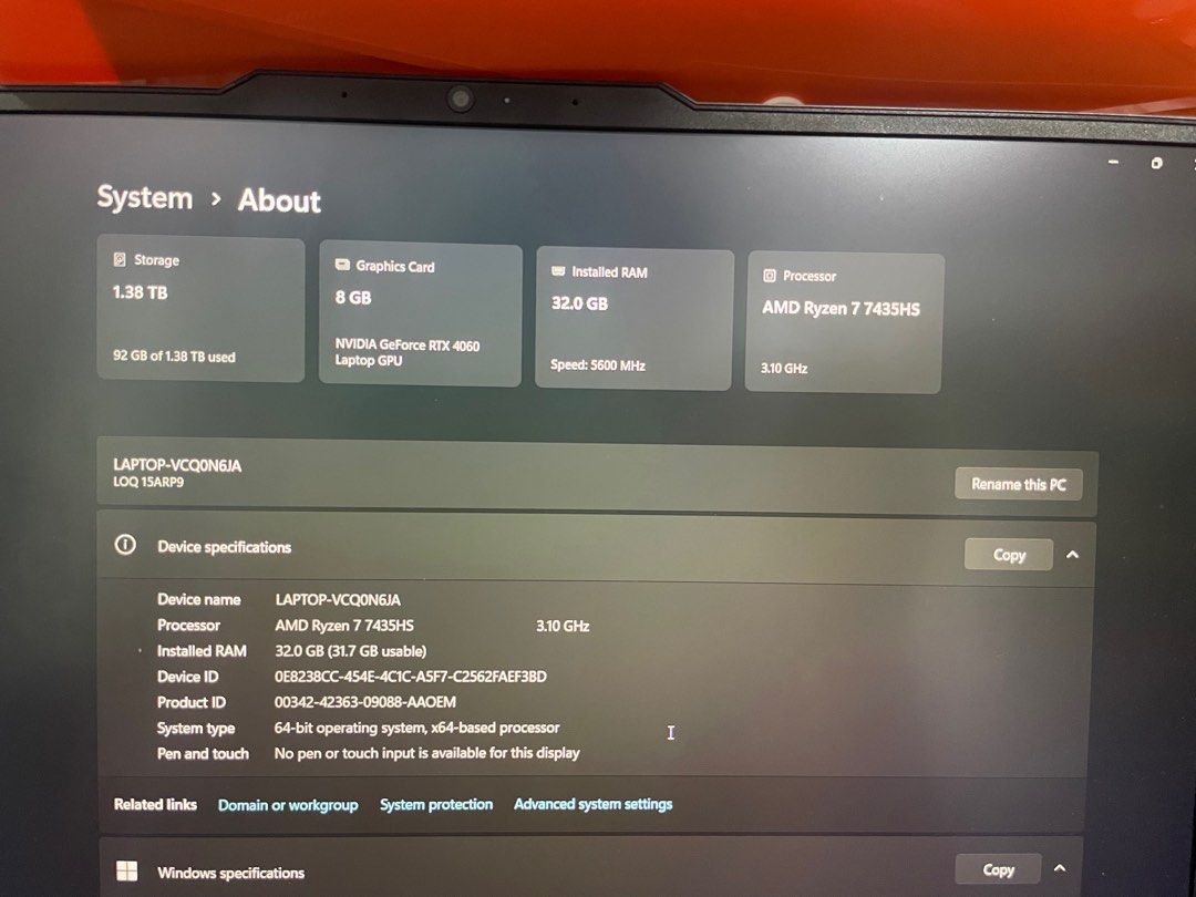Lenovo LOQ (Category: Laptops & Notebooks) located in Manila. Submitted by kad0318 (Listing ID 1374478026, Image 1). Description: Lenovo LOQ Processor: AMD Ryzen 7 7435HS RAM: 16GB+16GB Graphics Card: NVIDIA GeForce RTX 4060 Storage: 1.5TB SSD (1.38TB useable) Note: Kakabili lang (May 2025) RFS: need cash .
