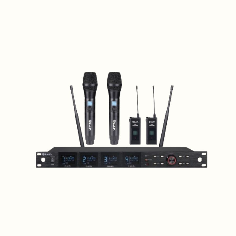 L&Y LY-U4 Best Budget 4-Channel Wireless UHF Professional Condeser Headset / Handheld Microphone System , Ideal for Singing, Stage & Studio62863111140225111