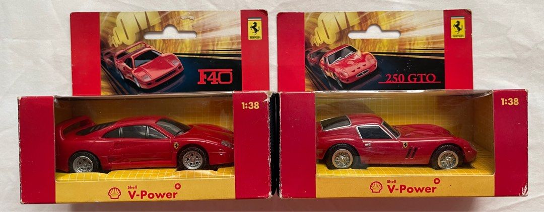 Official Shell V Power Ferrari 2008 Collection (Category: Vehicle & Diecast Models) located in Antipolo. Submitted by -luckyfortune- (Listing ID 1374393113, Image 1). Description: Selling as Pack Official Shell V Power Ferrari 2008 Collection -F40 -250 GTO Box a bit worn out but toy cars are all in good condition and never used -Manage expectations Payment first , no reservation Payment tru gcash or pay maya Shipping fee c/o buyer .