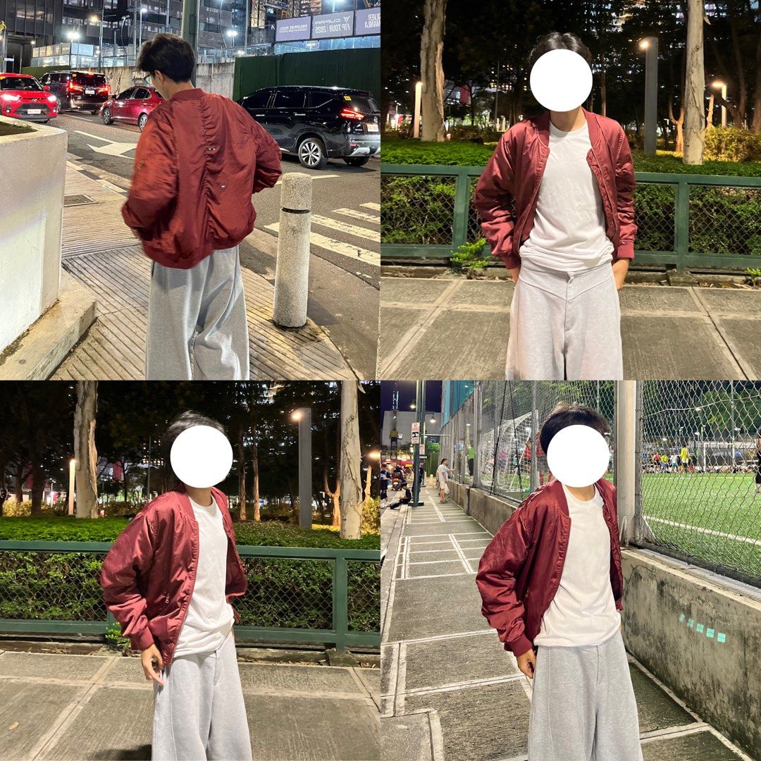 red/maroon long sleeve bomber zipper jacket (Category: Activewear) located in Manila. Submitted by sh1nryujin (Listing ID 1374396665, Image 2). Description: width : 23 length : 23-24 pbb jarren’s jacket dvpe.