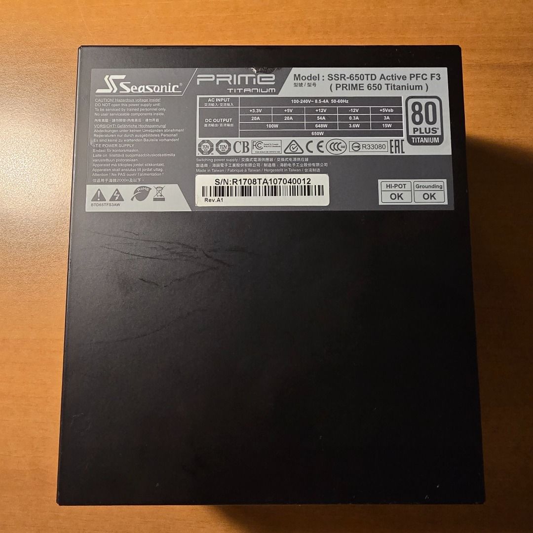 Seasonic Prime 650 Titanium - 650W Power Supply Unit (PSU) with 80+ Titanium Rating63220267199490114