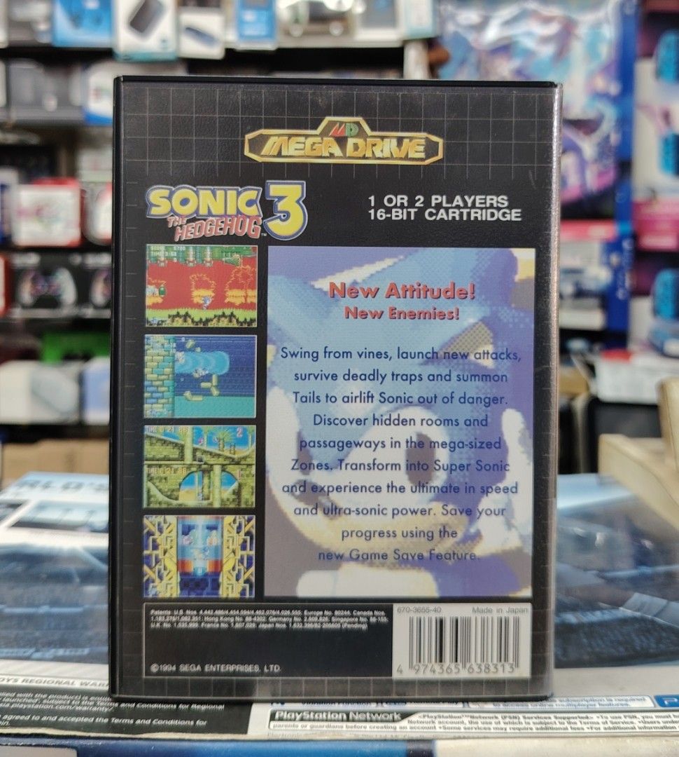 Sega Mega Drive Sonic The Hedgehog 3, Video Gaming, Video Games, Others ...