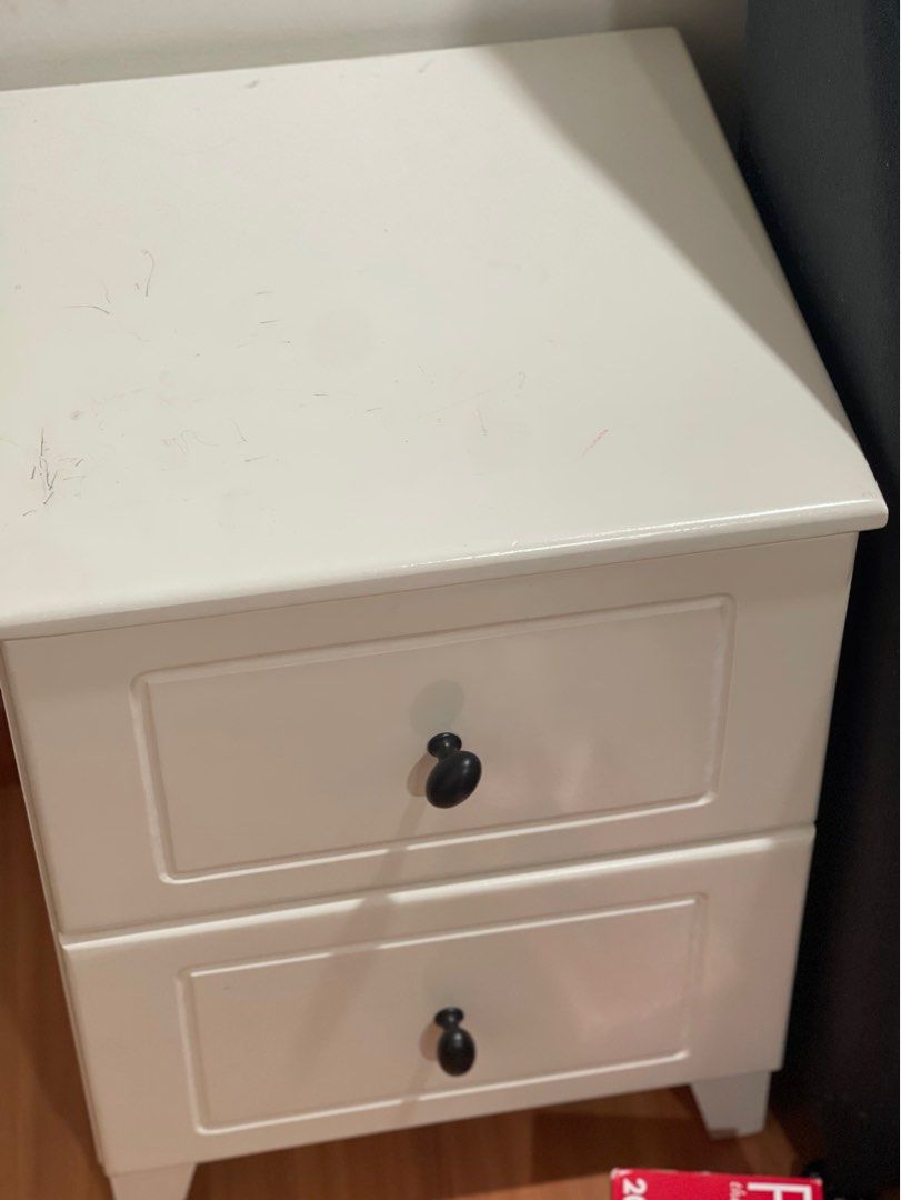 Side Bed table (Category: Tables & Sets) located in Subang Jaya. Submitted by usedwithloveandcare (Listing ID 1374494324, Image 2). Description: Condition 8/10 (Stain on top that can be wiped off) Other than that all still good , no damage at all Size : 40x40cm, height 48cm .