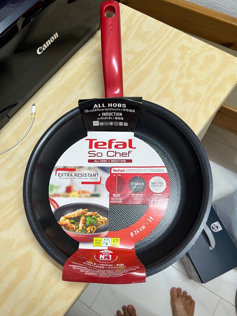 Tefal All Hob Induction Non Stick Pan Fry Pan Extra Resistant 24cm (Category: Announcements) located in Singapore. Submitted by striped (Listing ID 1374375759, Image 3). Description: Brand New 24cm.