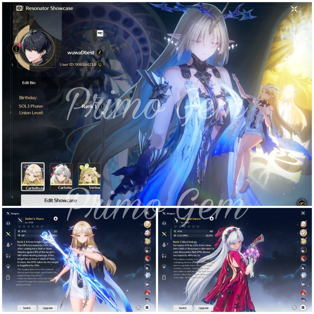 UL8 Cartethyia Carlotta w/ Sigs WUWA Account, Video Gaming, Video Games ...