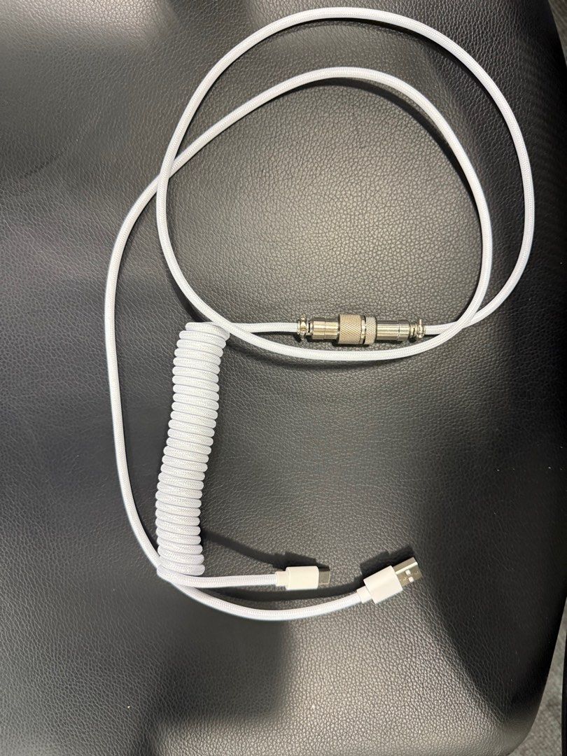 White Aviator Keyboard Type C Coiled Cable (Category: Computer Keyboard) located in Singapore. Submitted by z3bin (Listing ID 1374484525, Image 1). Description: no flaws and works perfectly.