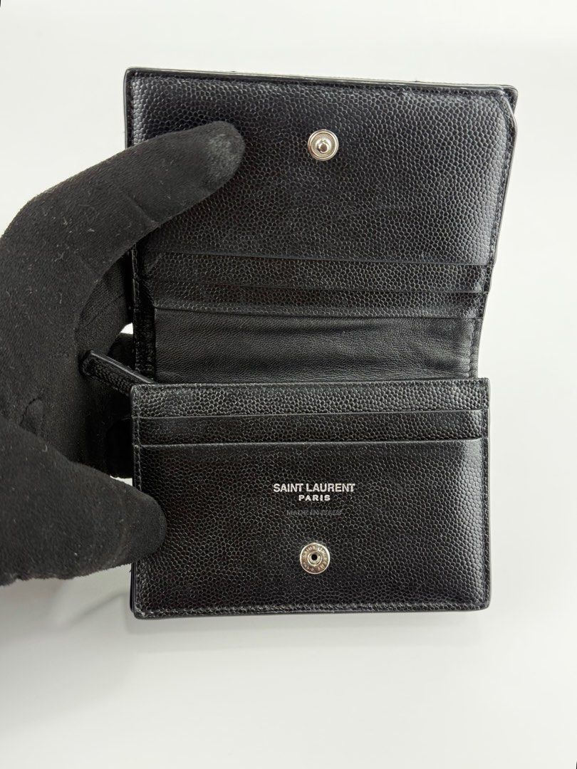 Ysl Monogram Bifold Card Case Wallet (Category: Luxury Bags & Wallets) located in Manila. Submitted by luxuryprelovedbagsby_by_agnes (Listing ID 1374399623, Image 2). Description: Y BLACK GRAIN DE POUDRE MONOGRAM BIFOLD WALLET CARD CASE This Monogram Card Case is a versatile everyday piece to bring with you everywhere you go. Composed of a black chevron-quilted grained calfskin ONE BILL COMPARTMENT, ONE ZIPPED COIN POCKET AND SIX INTERIOR CARD SL