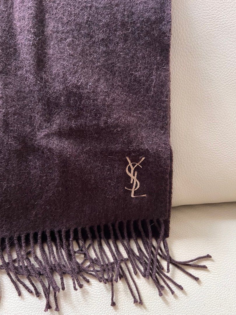 YSL wool scarf in choco brown (Category: Scarves) located in Naga. Submitted by emteedee (Listing ID 1374324918, Image 2). Description: Brandnew with YSL paperbag unisex choco brown wool scarf.