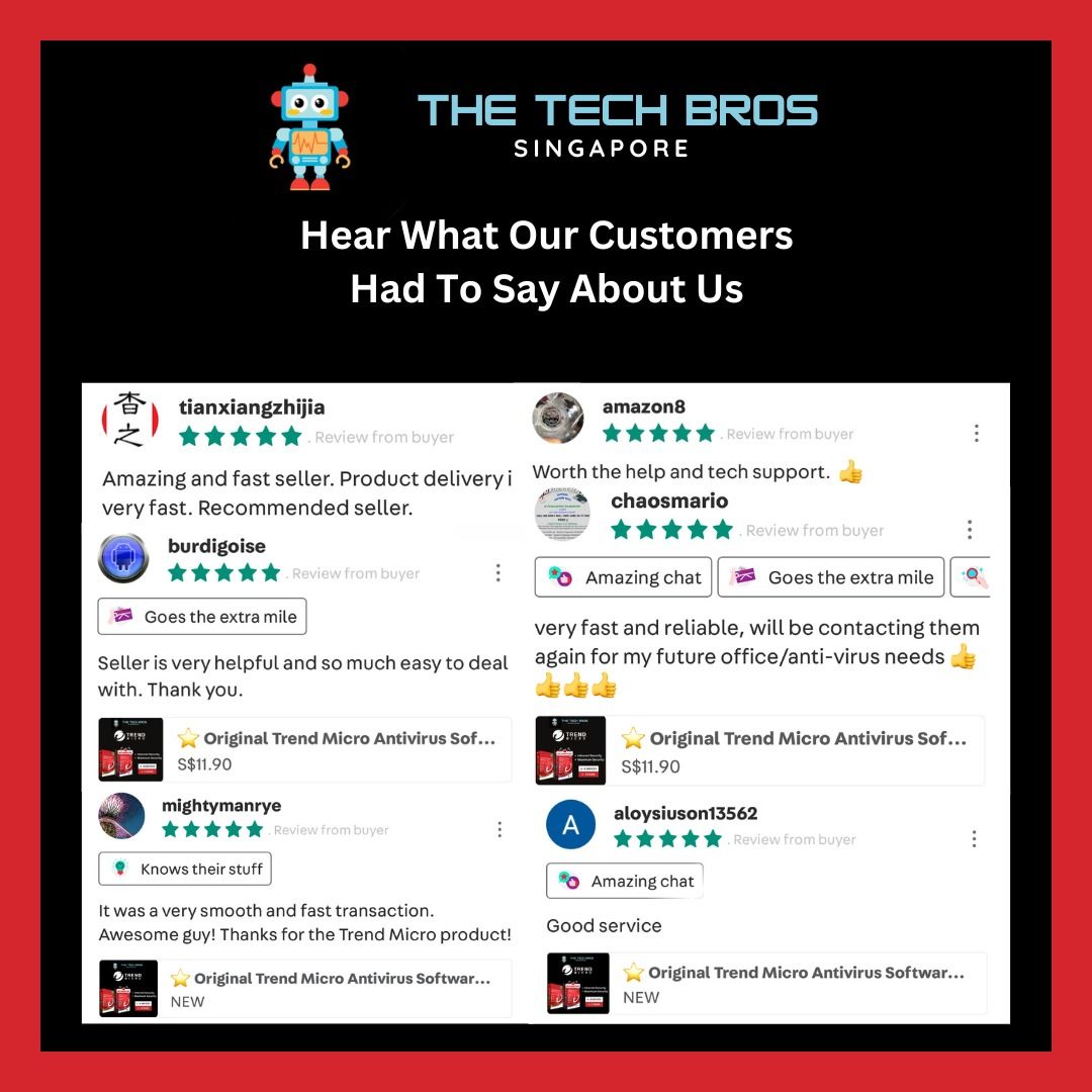 ⭐ Original Trend Micro Internet Security Antivirus Software for Windows & MacOS | 1-6 Devices 1-3 years ⭐[Thetechbrosg] (Category: Software) located in Singapore. Submitted by thetechbrosg (Listing ID 1374582718, Image 3). Description: 🔥 ABOUT TREND MICRO 🔥 Award-winning* protection. Trusted by millions. Protection against ever-evolving threats Using advanced AI learning, Trend Micro stops ransomware so you can enjoy your digital life safely. I