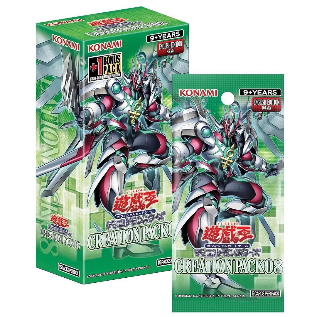 yugioh asian english booster box CREATION PACK 02 (CRO2) ASIA +1 PACK 10 Ultimate Rares 20 Ultra Rares 40 Super Rares 50 Rares 80 Commons 10 Ultra Rares are also available as Secret Rare Yu-Gi-Oh Metal Raiders MRD 1st