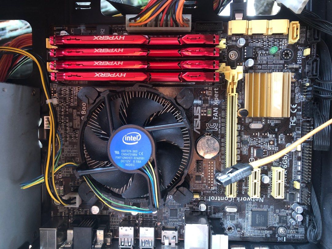 ASUS B85M-G (4 RAM slots) with i3 4th gen (Category: Desktops) located in Quezon City. Submitted by mackoy911 (Listing ID 1374542562, Image 3). Description: Tapat na po! Sure last price! Available, as long as listed. Will mark as SOLD or RESERVED kapag maayos ang deal. ASUS B85M-G motherboard with HDMI out i3-4170 processor, stock cooler (palitin na) 16GB (4 x 4GB) HyperX DDR3 1600 No SSD HDD or OS (kasi wala nga mga drive) FREE: standard PSU (AS