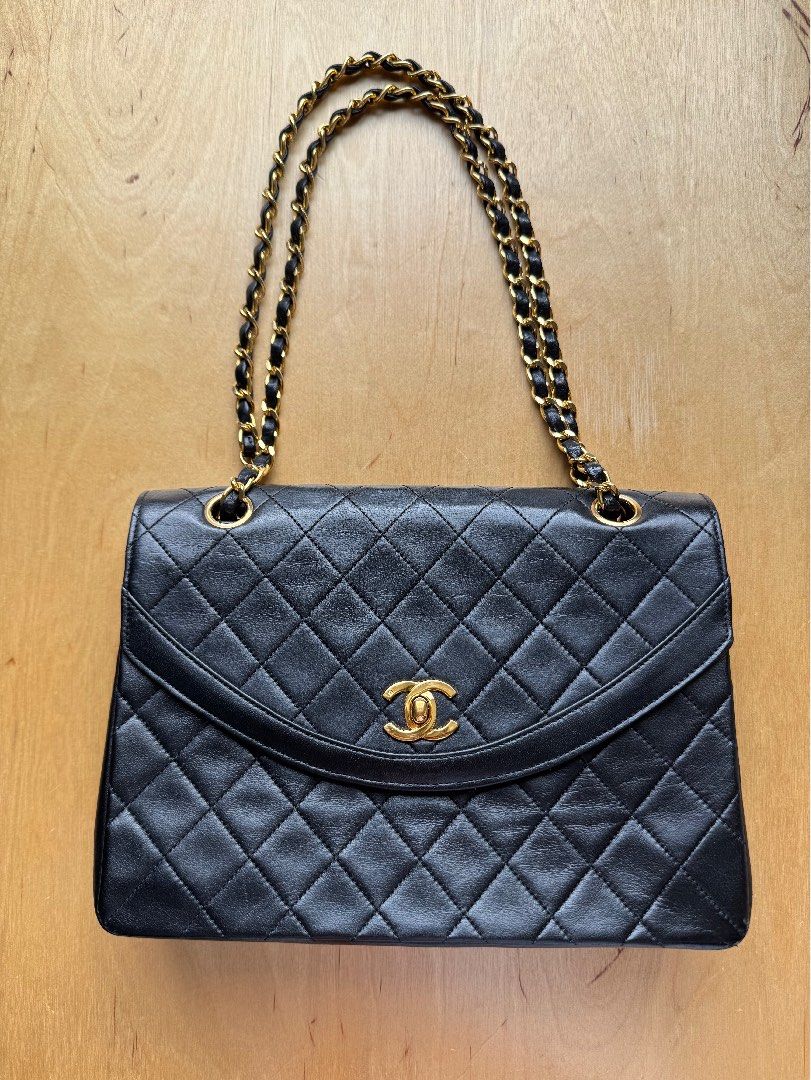 Authentic Vintage Chanel Bag (Category: Luxury Bags & Wallets) located in Mandaluyong City. Submitted by ellasellstuff (Listing ID 1374528763, Image 2). Description: Vintage Chanel Bag (double chain, Turn lock) -With box and generic dust bag Condition: -inner pocket lining has a bit roughness/ peeling(see pic) -the hologram has a deterioration but still intact, serial code is still clearly readable -Very minor rubs on the corner -fine wrinkles on