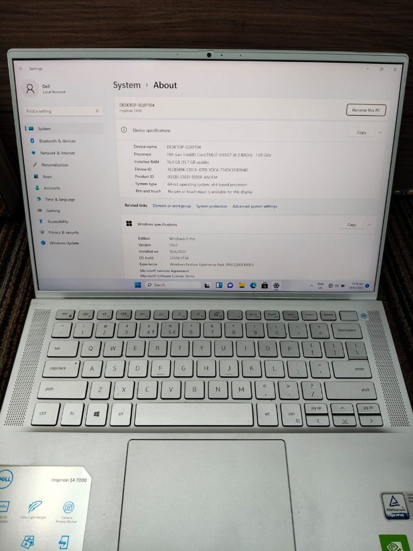 DELL INSPIRON 7000 INTEL i7-11 GEN RAM - 16 GB SSD - 512 GB WINDOWS 11 PRO 🎉 LIKE GOOD CONDITION LITTLE BIT SCRATCH DENT IN D PANEL🥲 (Category: Laptops & Notebooks) located in Singapore. Submitted by cloudinfotechsg (Listing ID 1374539324, Image 3). Description: DELL INSPIRON 7000 INTEL i7-11 GEN RAM - 16 GB SSD - 512 GB GRAPICS CARD - NVIDIA Geforce MX350 WINDOWS 11 PRO 🎉 LIKE GOOD CONDITION LITTLE BIT DENT IN D PANEL🥲 LIGHT WEIGHT.