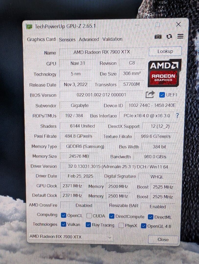 Gigabyte gaming OC 7900xtx63223791636993113