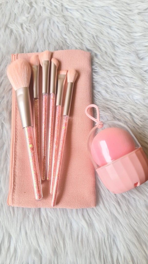 Miniso 6pcs Make Up Brush Set pink with sponge (Category: Makeup) located in Quezon City. Submitted by floreskari78555 (Listing ID 1374524993, Image 2). Description: Miniso 6pcs Make Up Brush Set Pink with pouch and sponge container✨️ 550php‼️‼️‼️ Imported Miniso Brush Set✅️ Soft bristles ✅️ Gliterry Pink Brush Handle Design✅️ With soft sponge container✅️ Canvass Pouch✅️ Perfect for Gift🎁 Brand New❤️ Travel Friendly ❤️ Dm to order ❤️.
