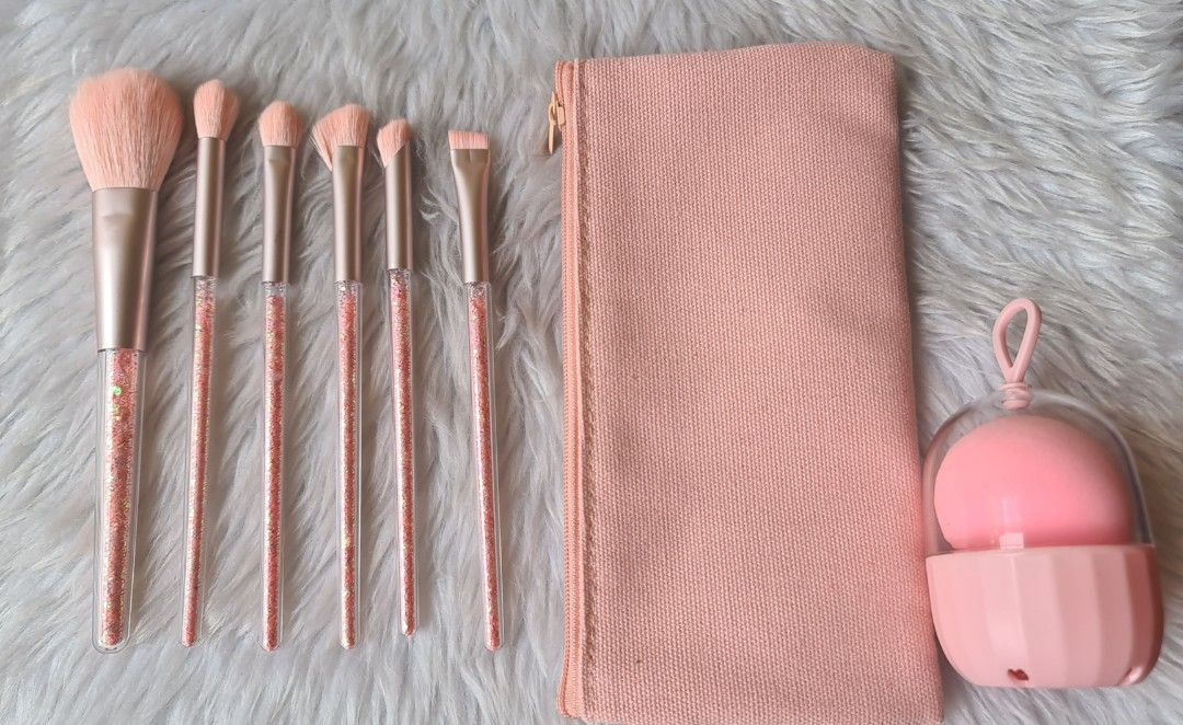 Miniso 6pcs Make Up Brush Set pink with sponge (Category: Makeup) located in Quezon City. Submitted by floreskari78555 (Listing ID 1374524993, Image 3). Description: Miniso 6pcs Make Up Brush Set Pink with pouch and sponge container✨️ 550php‼️‼️‼️ Imported Miniso Brush Set✅️ Soft bristles ✅️ Gliterry Pink Brush Handle Design✅️ With soft sponge container✅️ Canvass Pouch✅️ Perfect for Gift🎁 Brand New❤️ Travel Friendly ❤️ Dm to order ❤️.