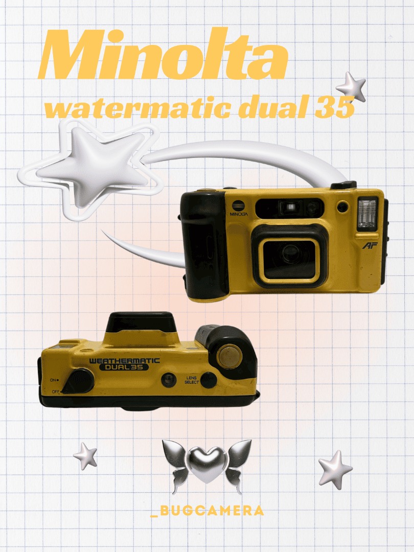 Minolta Weathermatic Dual 35 - Jaune - Étanche - Fonctionnel - Années 1980