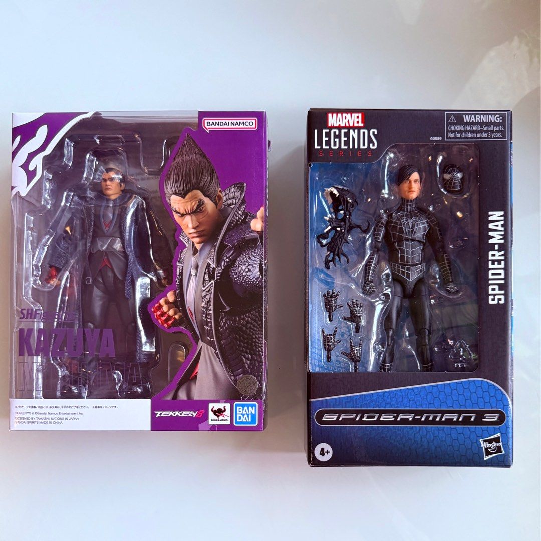 MISB Marvel Legends Spider-Man 3 Symbiote Black Suit Tobey Maguire Spidey, Bandai s.h.figuarts TEKKEN 8 Kazuya Mishima SHFiguarts SHF Action Figure, Authentic, New, Sealed & Unopened in Mint Condition Box (Category: Toy Figures) located in Singapore. Submitted by tudor8 (Listing ID 1374625634, Image 1). Description: Marvel Symbiote Black Suit Spider-Man $32.90 S.H.Figuarts TEKKEN 8 Kazuya Mishima $49.90 Authentic, New, Sealed & Unopened in Mint C