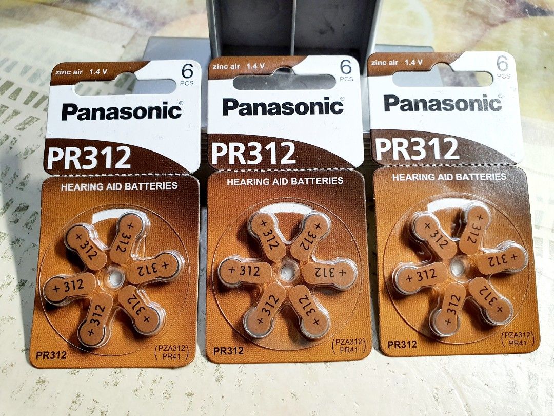 Panasonic Hearing Aid Batteries PR312 (Category: Portable Audio Accessories) located in Caloocan City. Submitted by mack.bay (Listing ID 1374568882, Image 1). Description: Panasonic Batteries for, ORIGINAL Hearing Aid Model : PR312 (+312) Original from U.S.A. Amazon. 1.4 V Zinc Air Intact and sealed. Original Price USD12.99 Per Pack Selling only for P1,500. (18 pcs.) P600. per pack (Contains 6pcs.) 3 remaining packs left Made in Germany. RFS: My 