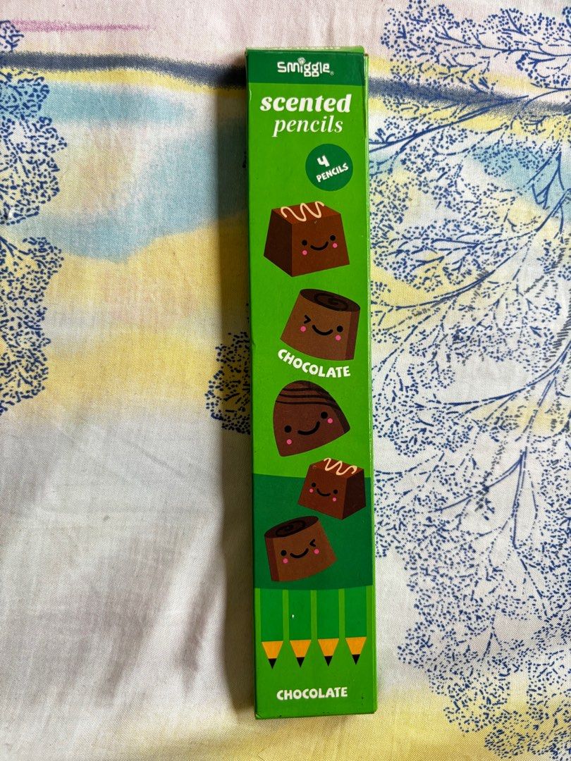 Smiggle Chocolate Scented Pencils (Category: Stationery & School Supplies) located in Cabatuan. Submitted by desrceio (Listing ID 1374551896, Image 1). Description: Bought for 280 OG, From Singapore 🍫4 Pieces of scented pencils in one box .
