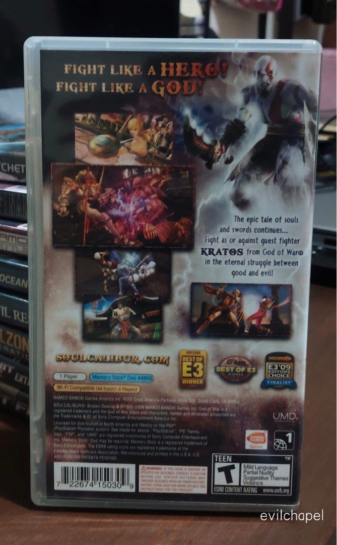 Soul Calibur Broken Destiny PSP R1 Complete (Category: PlayStation) located in Mandaluyong City. Submitted by evilchapel (Listing ID 1374598585, Image 3). Description: FS: Soul Calibur PSP R1 Complete Payment: Bank Transfer, GCash Meetups: Shangri La, Starmall (Morning Only).