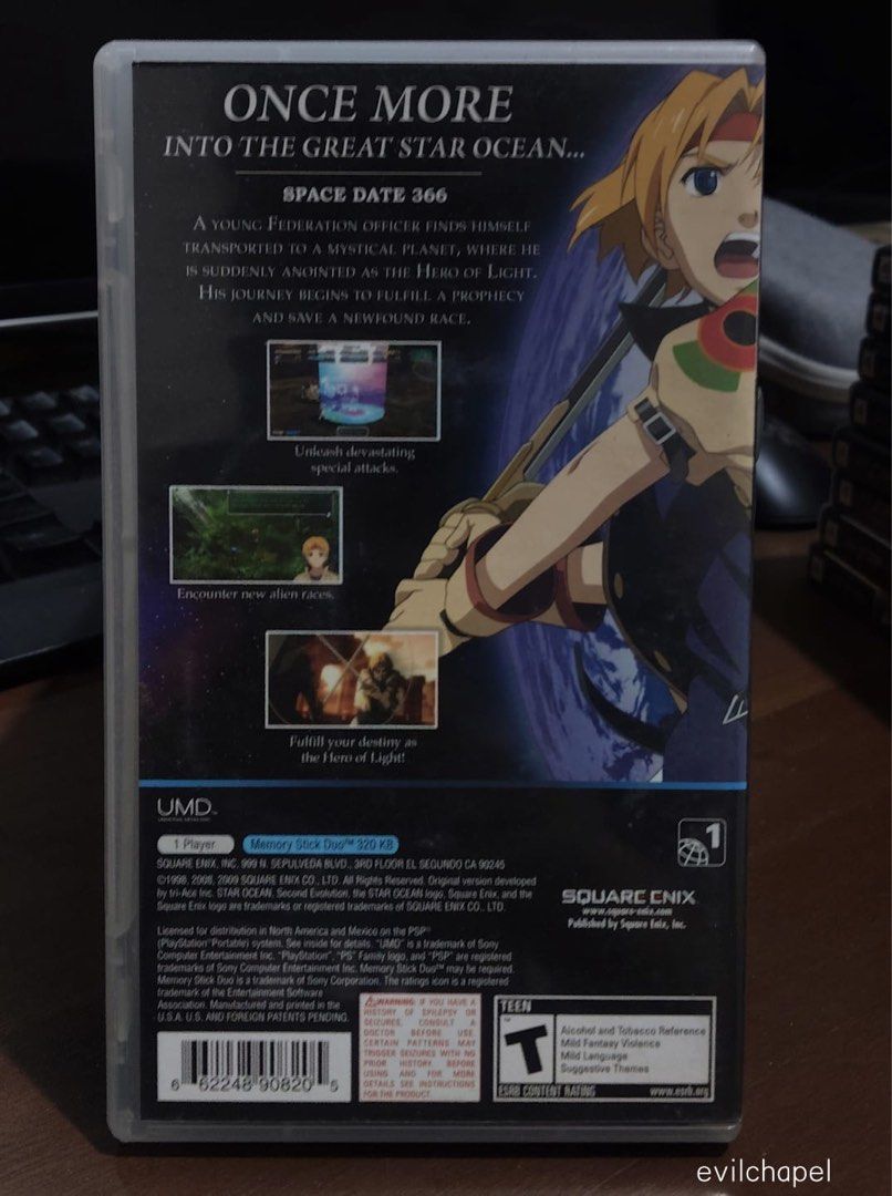 Star Ocean Second Evolution PSP R1 Complete (Category: PlayStation) located in Mandaluyong City. Submitted by evilchapel (Listing ID 1374602209, Image 3). Description: FS: Star Ocean Second Evolution PSP R1 Complete Payment: Bank Transfer, GCash Meetups: Shangri La, Starmall (Morning Only).