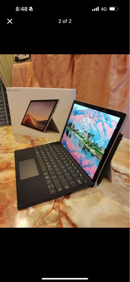 Surface pro 7 (Category: Laptops & Notebooks) located in Kuala Lumpur. Submitted by syamsuladli (Listing ID 1374517448, Image 1). Description: Surface pro 7.. intel i7. For sale. Condition used but new! Just open box but no use. Location kepong. 0133095948.