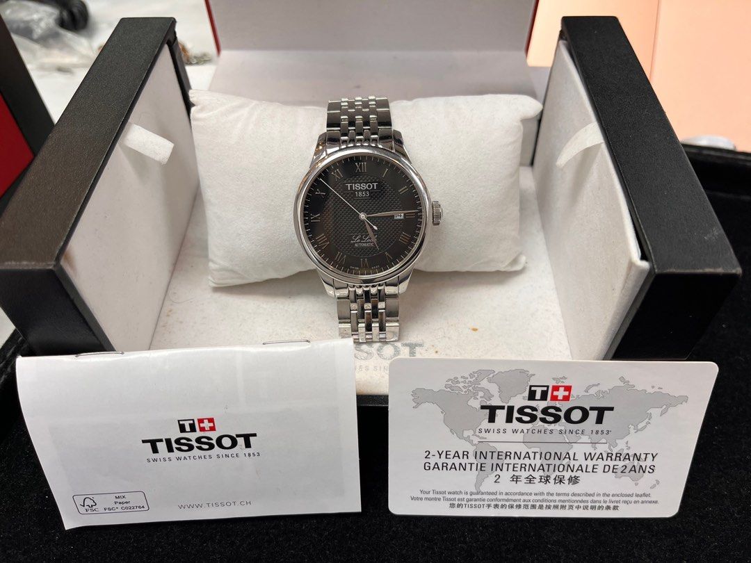 TISSOT Le Locle Automatic Black Dial Men's Watch (Category: Luxury Watches) located in Taguig. Submitted by mhalet.902 (Listing ID 1374567934, Image 2). Description: Gender: Men’s Reference #: L164/264-1 Movement: Automatic Case Size: 39mm Case Material: Stainless steel Strap Size: 6.5” / 8” (with face) Crystal: Sapphire Water Resistance: 30m Dial Type/Color: Analog / Black Calendar: Date display Band Type: Bracelet Band Material: Stainless steel